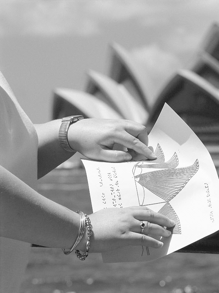 Tactile drawing of the Opera House on ZY swell paper