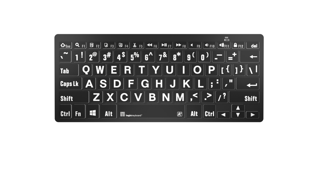 Windows Large Print Bluetooth Mini Keyboard (White on Black)